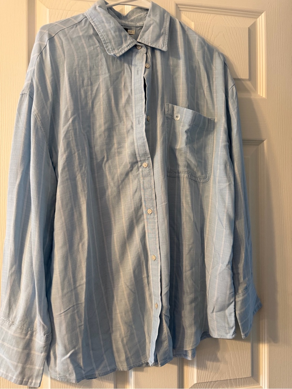 American Eagle Outfitters Light Blue Striped Button-Down Shirt